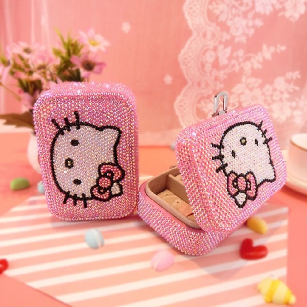 Hello Kitty Jewelry Box Organizer Y2K Pink Crystal Special Edition Sanrio Cat - Picture 5 of 17